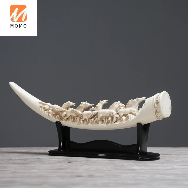 

American Style Retro Creative Ivory Ornaments Home Ornament TV Cabinet Living Room Study Office Decorations Ornament