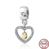 100 925 sterling silver charm new hollow heart pendant fit pandora women bracelet necklace diy jewelry