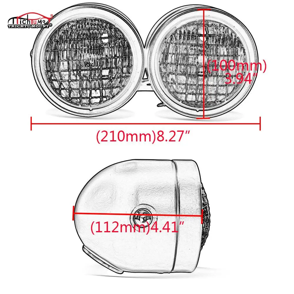 Мотоциклетный гриль Twins двойная фара уличный истребитель для Harley Cafe Racer Honda Yamaha