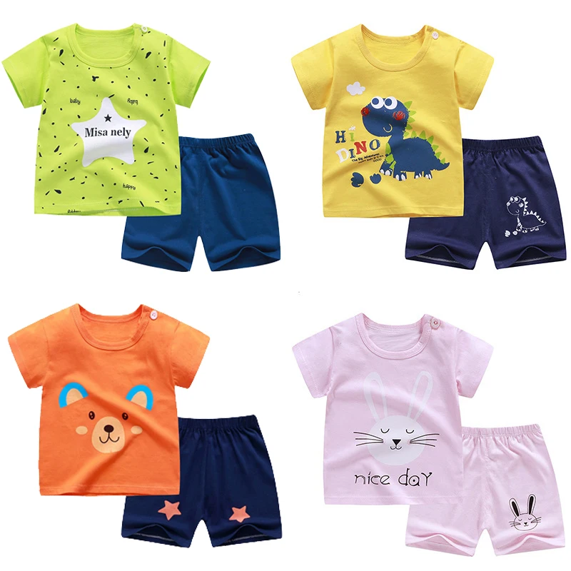 Детские пижамы новинка 2020 летний мультяшный костюм с коротким рукавом унисекс