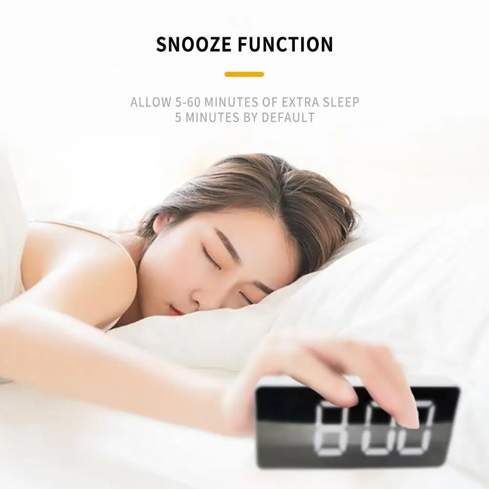 

Phone Charger Desk Clock Electronic Alarm Clock Digital Alarm Clock Modern Portable with Time Memory LED Manual Dimming Plastic