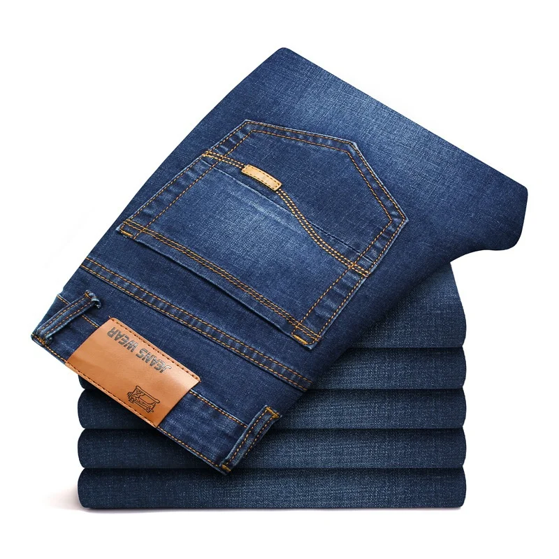 

High Quality Men's Denim Straight Stretch Business Trousers Work Office Pants