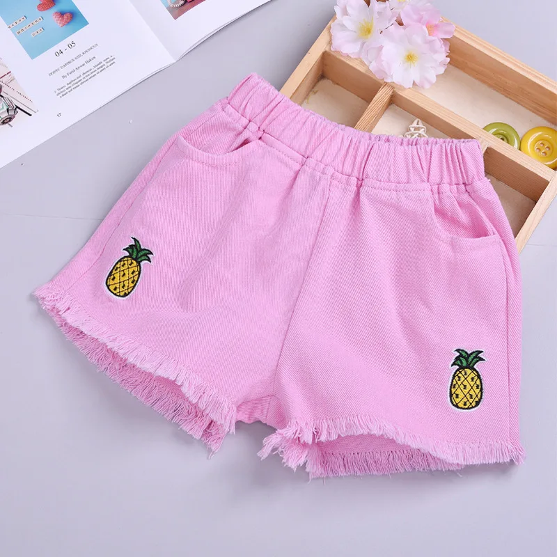 

Baby Girl Jeans Shorts Girls Summer Cartoon Jeans Kids Hole Denim Pant Children Pocket Short Pants 2-12 Years