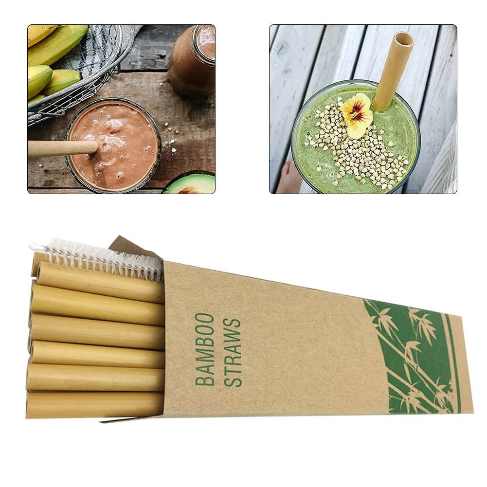 

20/24/50PCS Reusable Straws Drinking Bamboo Drinking Straws Natural with Brush Cleaner for Bar Home Party Drinking Straw Green