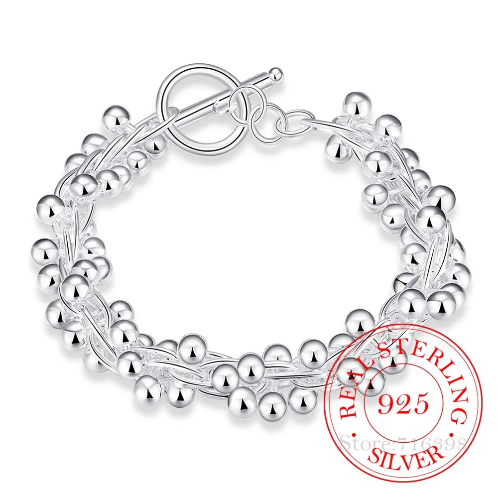 

Женский браслет из стерлингового серебра 925 пробы, Изящные Ювелирные изделия, оптовая продажа, настоящие 6 бусин с кисточками, OL, женский про...