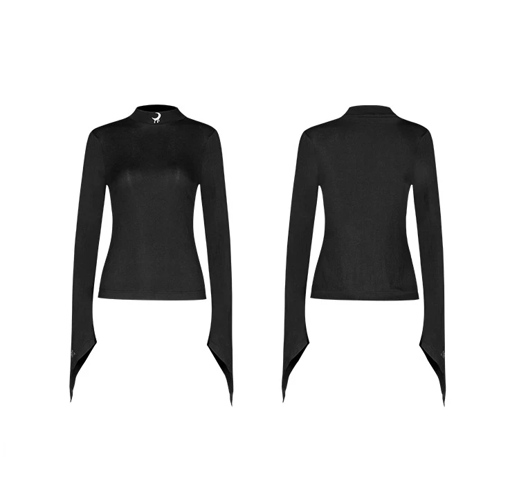 Панк рейв женские Готический Луна печатных высокой шеи с расклешенными рукавами