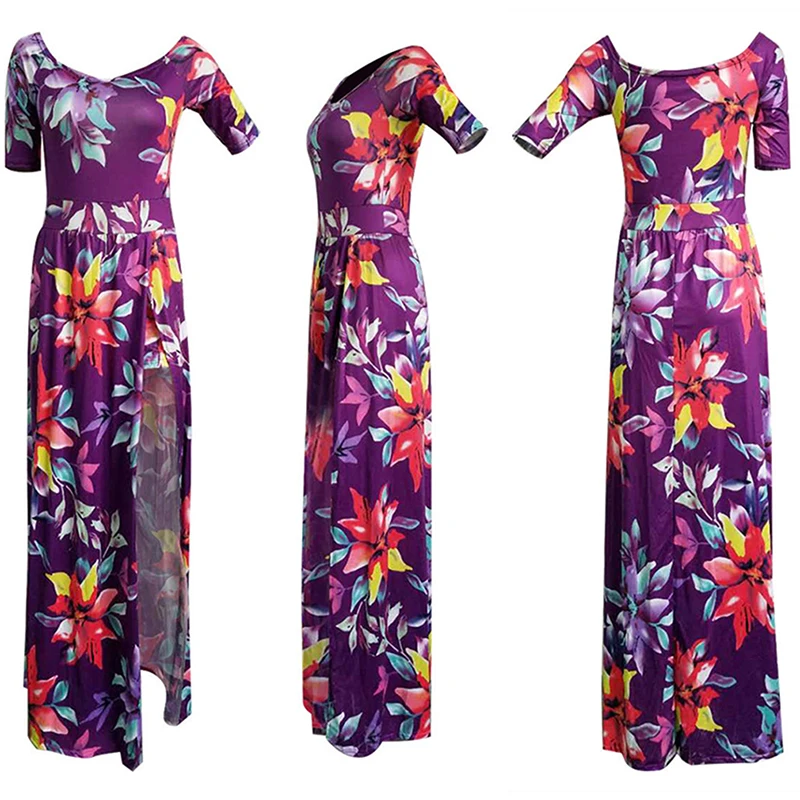 

Bigsweety Women Dresses Summer Ankle-Length Long Dress Female Floral Print High Slit Bohemian Maxi Dress Beachwear Lady Vestidos
