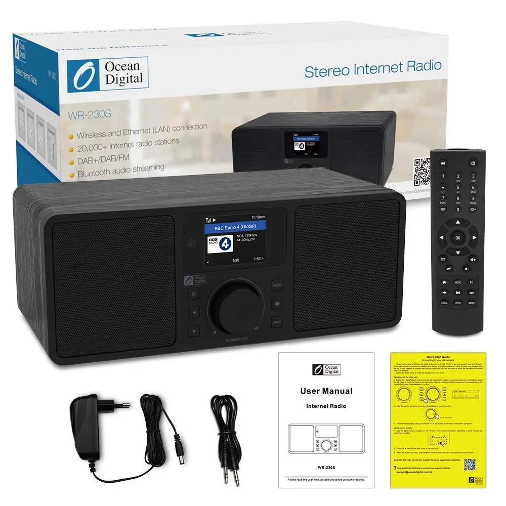 Ocean Digital WR230S WiFi/DAB +/FM/UPnP/DLNA радио Интернет Ethernet RJ45 стереодинамики Aux в линейном