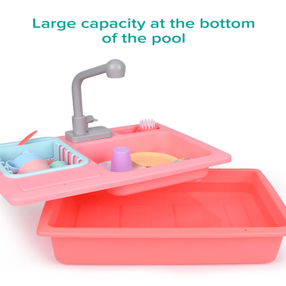 Kids Plastic Simulation Electric Dishwasher Sink Children Pretend Play Kitchen Set Toys Girls Child Dolls Access Birthday Gifts