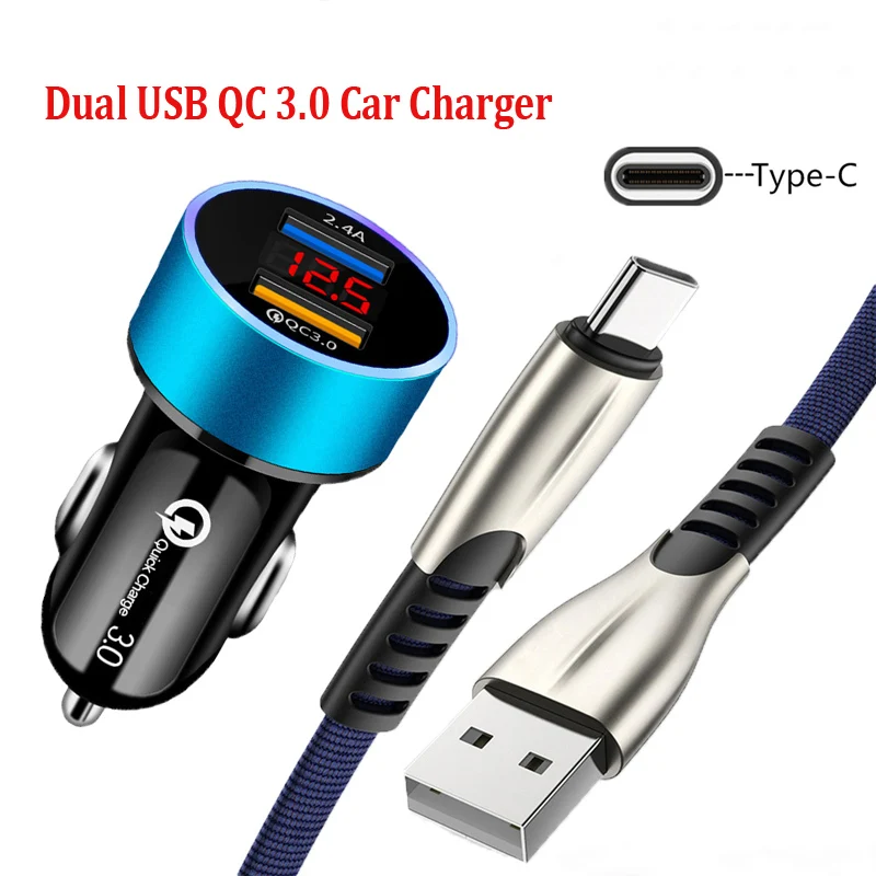 Автомобильное зарядное устройство QC 3 0 с двумя USB портами для Xiaomi Mi CC9 9T A3 8 9 10 Lite Redmi
