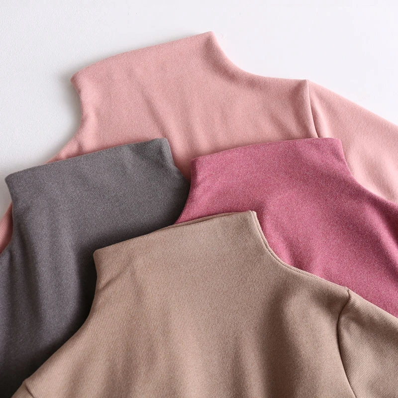 

Autumn Winter Girls Bottoming Shirt Cationic Children's High-necked German Velvet Pullover Warm Inner Top Seamless Cut Sanding