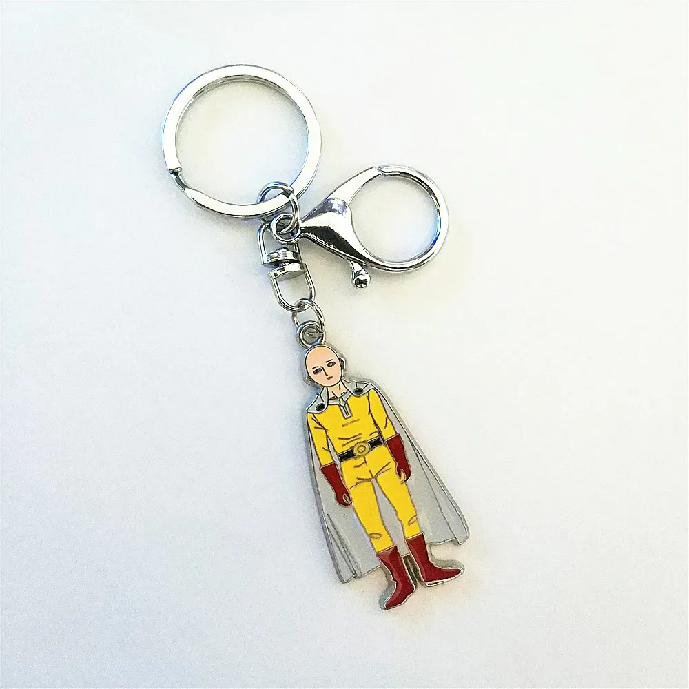 Anime ONE PUNCH-MAN Saitama Figure Mobile Chain Key Chains Keychain Necklace Metal Pendant Keyring Cosplay | Украшения и