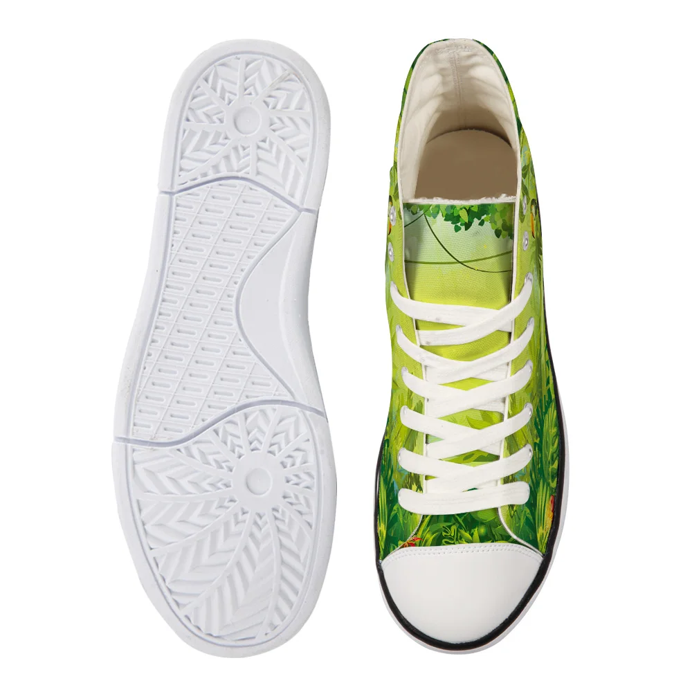 WHEREISART/Женская парусиновая обувь Натуральная Зеленая лесная Цветочная высокая