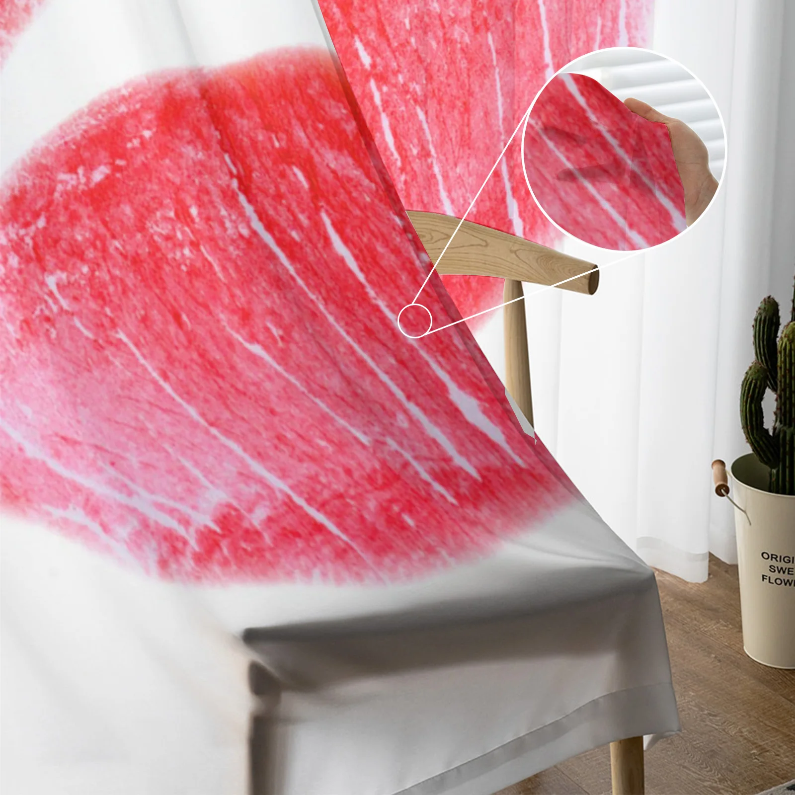 Тюлевые шторы с красными губами для спальни современные занавески из вуали