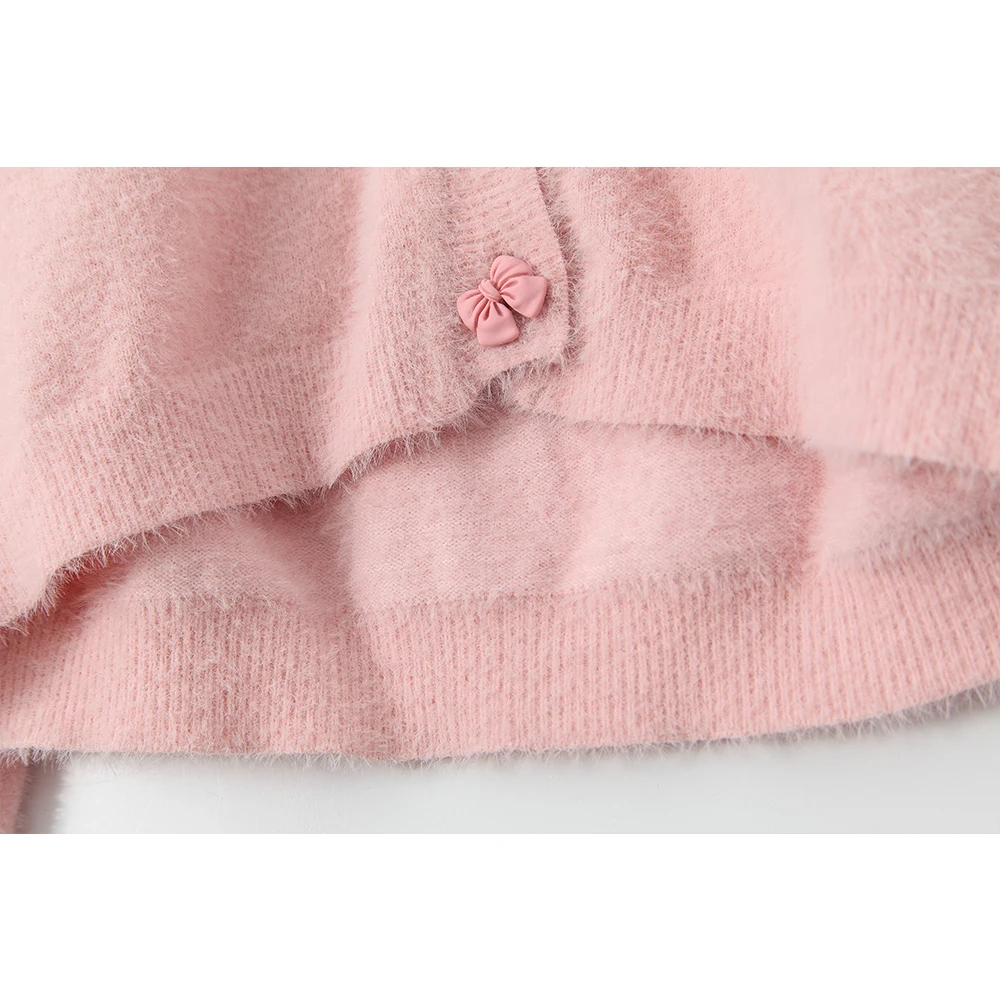 

Dark Icon Crop Cardigan Sweater V-neck Embroideried Women's Sweater Pink Black