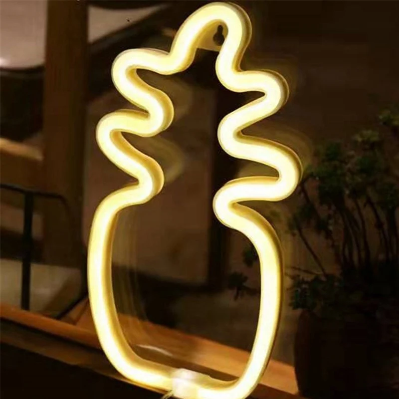 

Светодиодный неоновый светильник, креативная настенная Радужная Милая неоновая вывеска в виде ананаса, прочная вспышка для комнаты, дома, в...