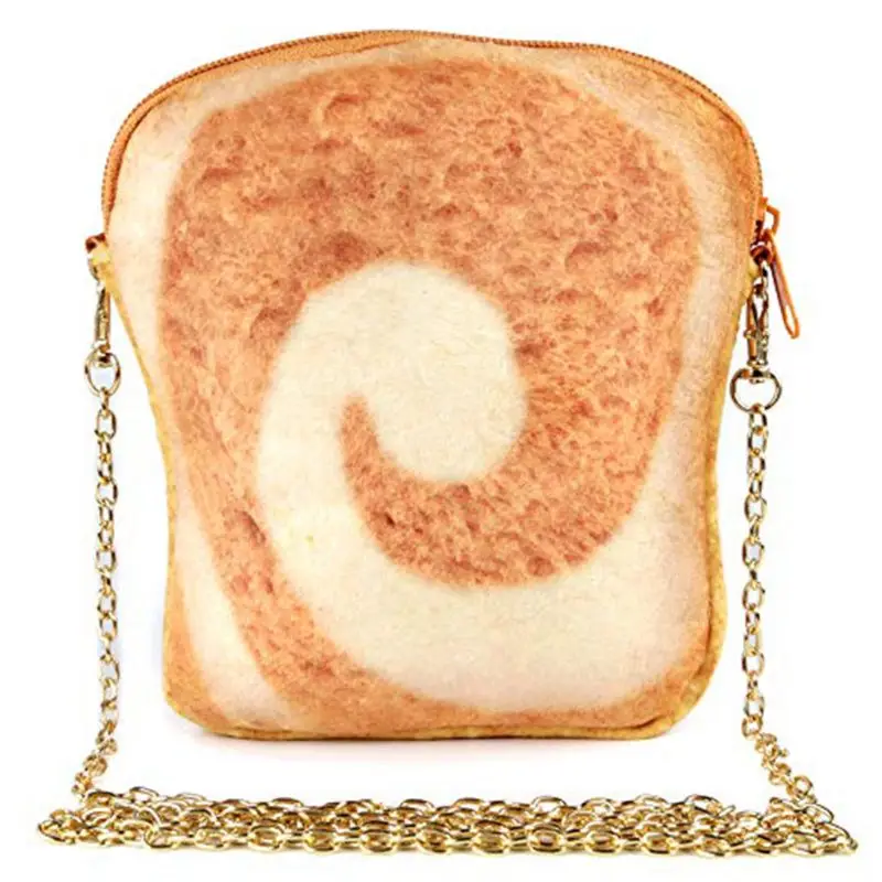 

Women Girl Small Plush Toast Handbag Chain Shoulder Crossbody Bag Phone Pouch Satchel Tote Purse