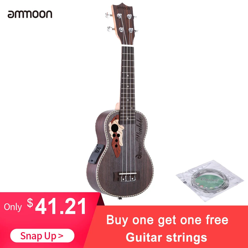 Ammoon укулеле 2" Акустическая Ukelele ель укулеле 4 струны гитары ra со встроенным эквалайзером пикап Рождественский подарок