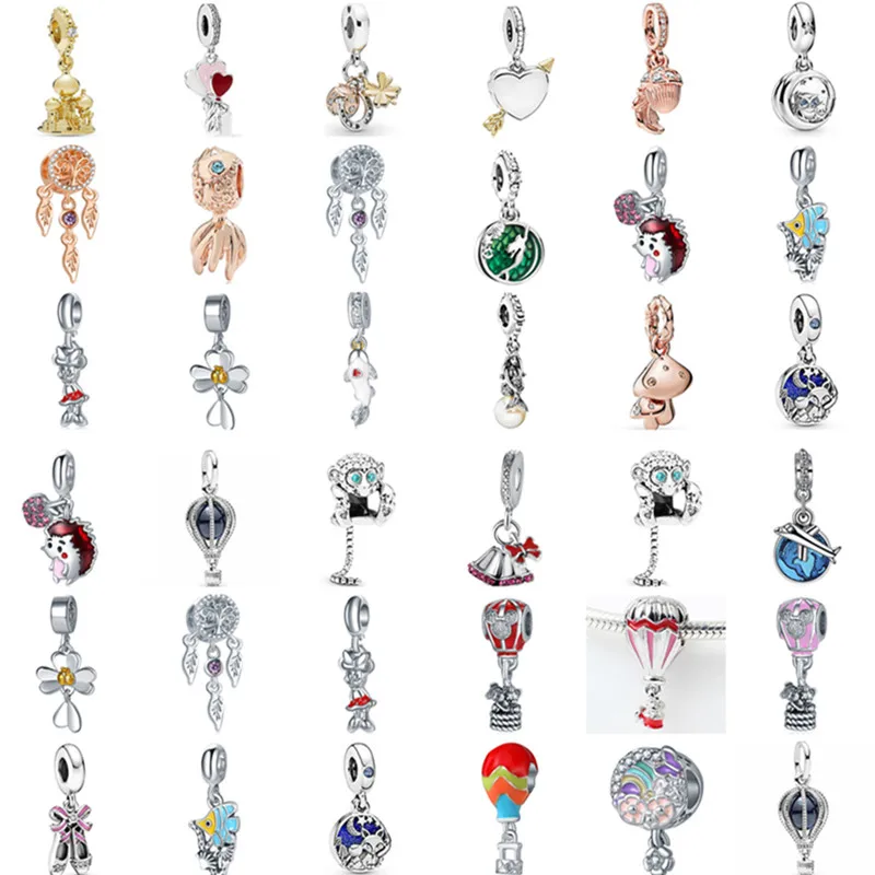 Длинные Подвески Цветы в виде ежика гриба подвески Pandora эмалированные браслеты