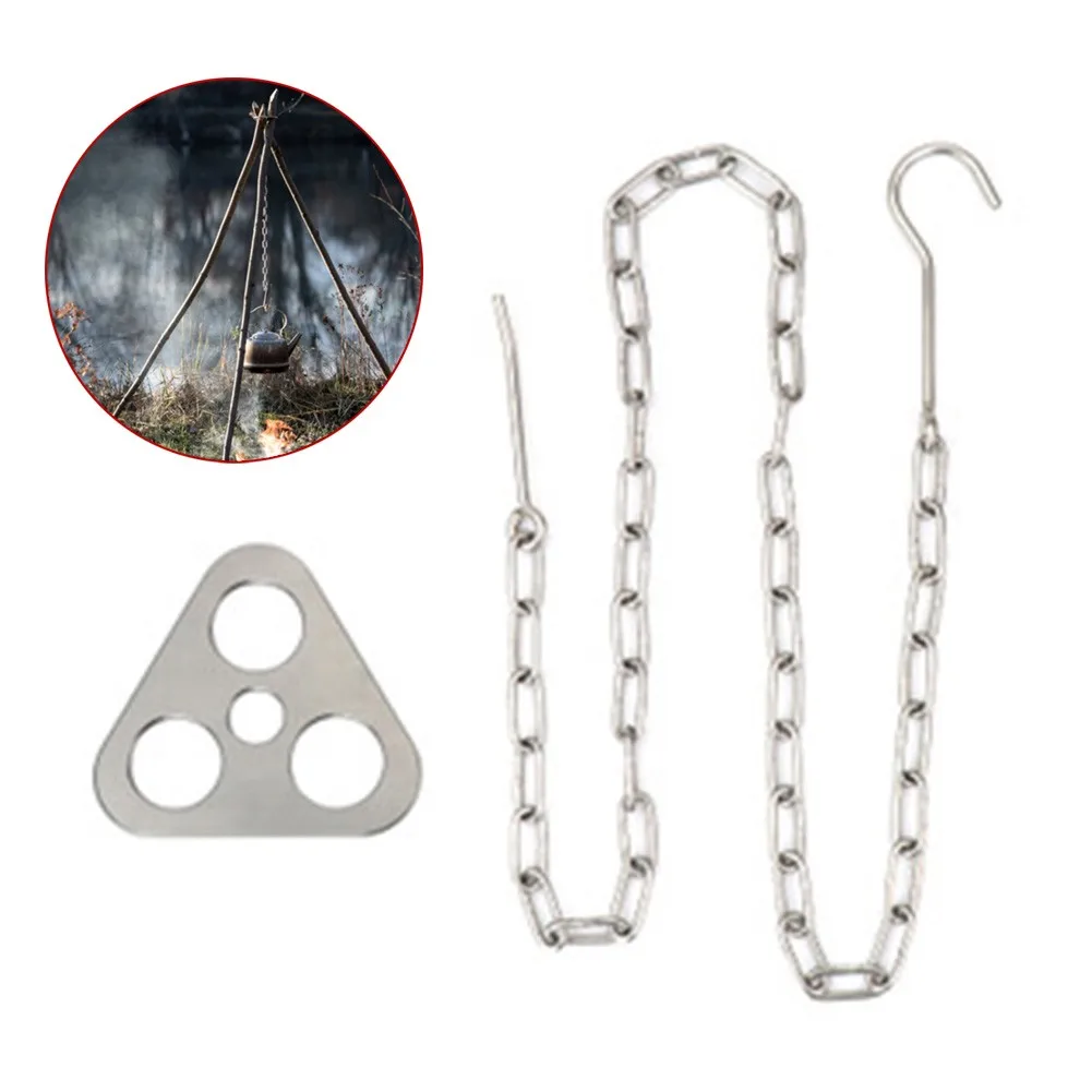 

Stainless Steel Outdoor Multifunctional Convenient Tool Ring Portable Camping Tripod Hanging Pot Bracket Barbecue Rack Hanger