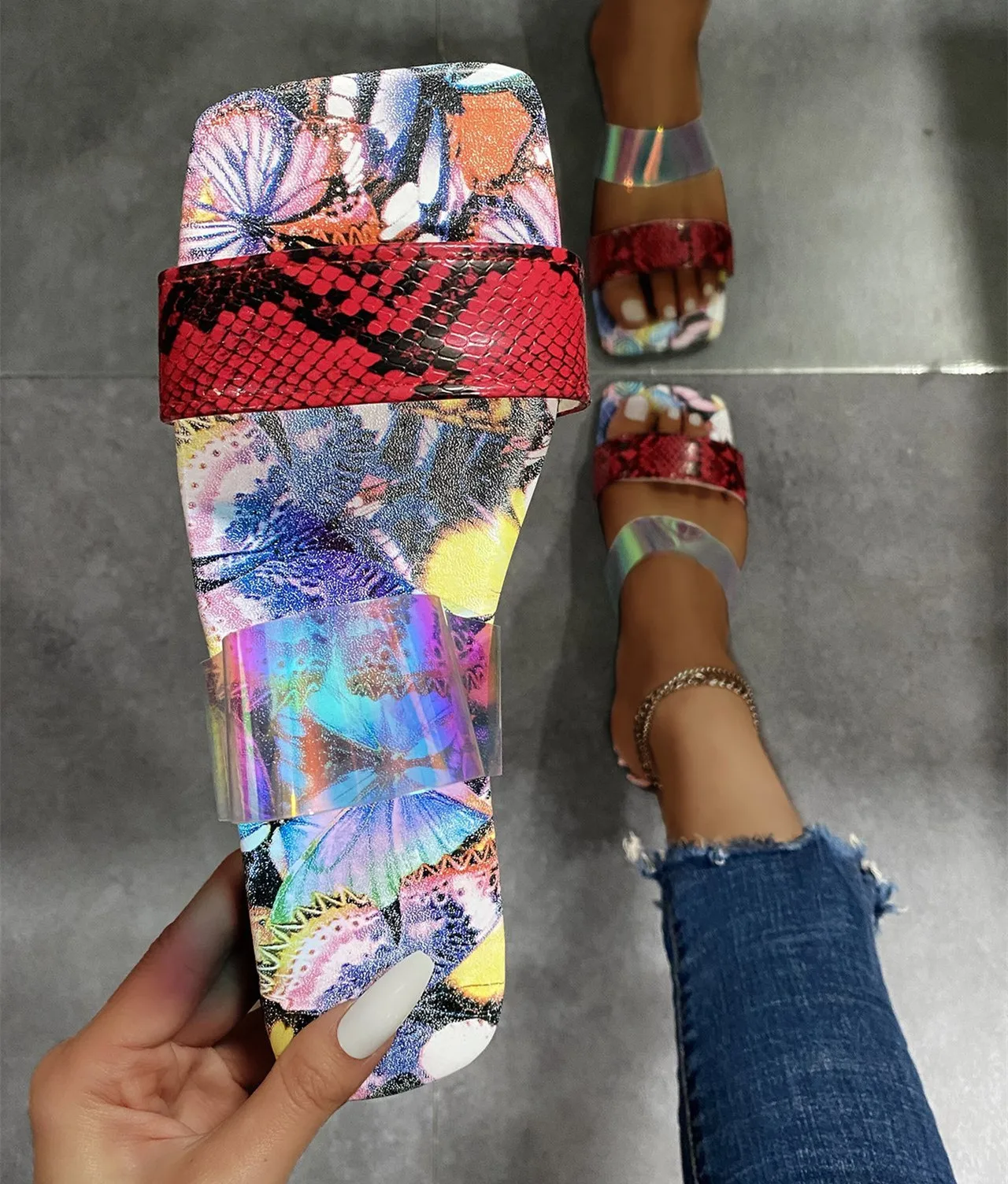 

HEVXM Women Slippers Patchwork Summer Slides Outdoor Beach Flat Heel Sewing Fashion Casual Female Ladies Shoes Zapatos De Mujer