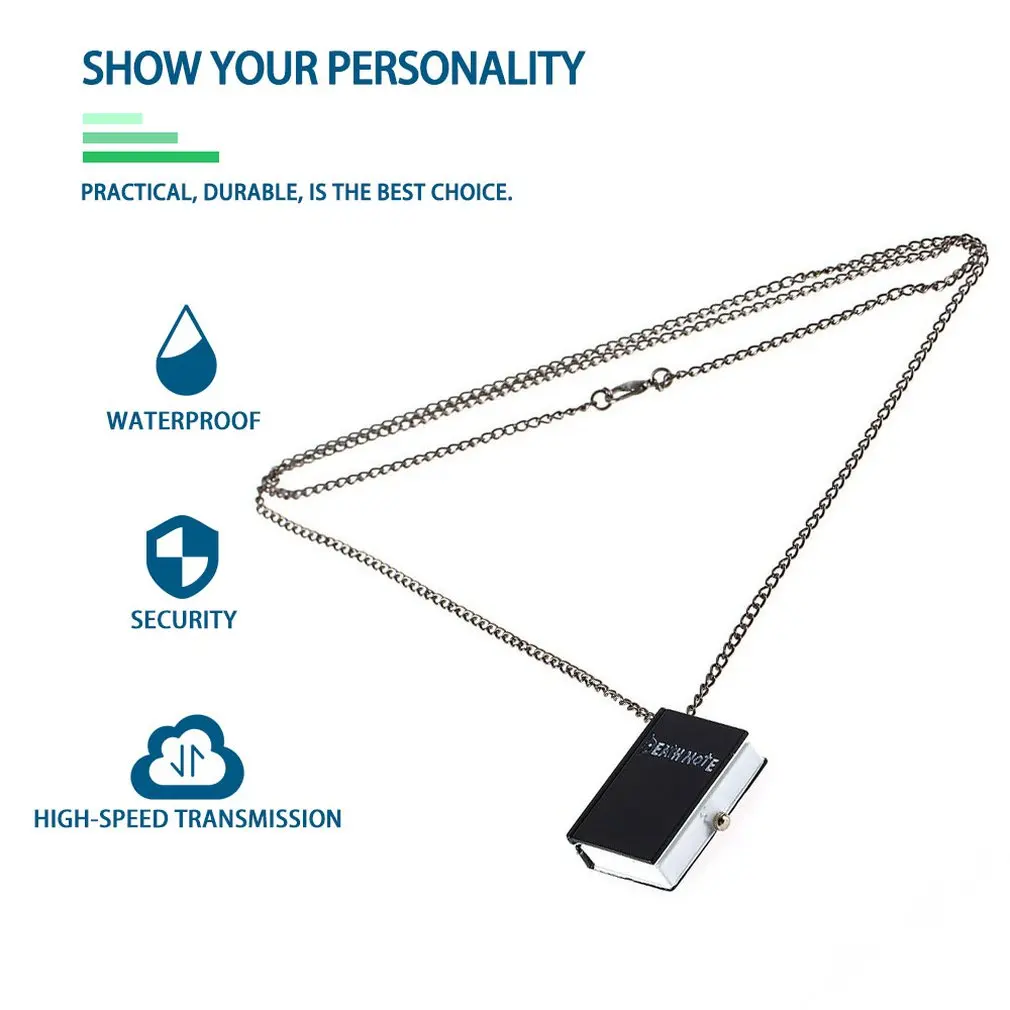 Unisex Vintage Unique Death Note Book Quartz Pocket Watch Pendant Necklace Popular Rectangle Shaped FOR Gift