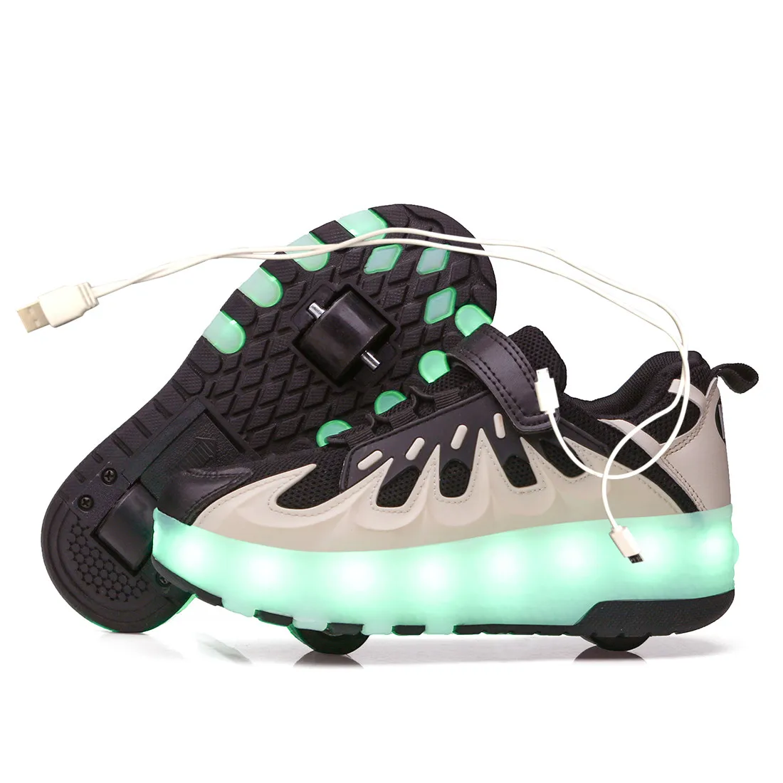 Два Белый светодиодный usb заряжающий ролик обувь синего и розового цвета