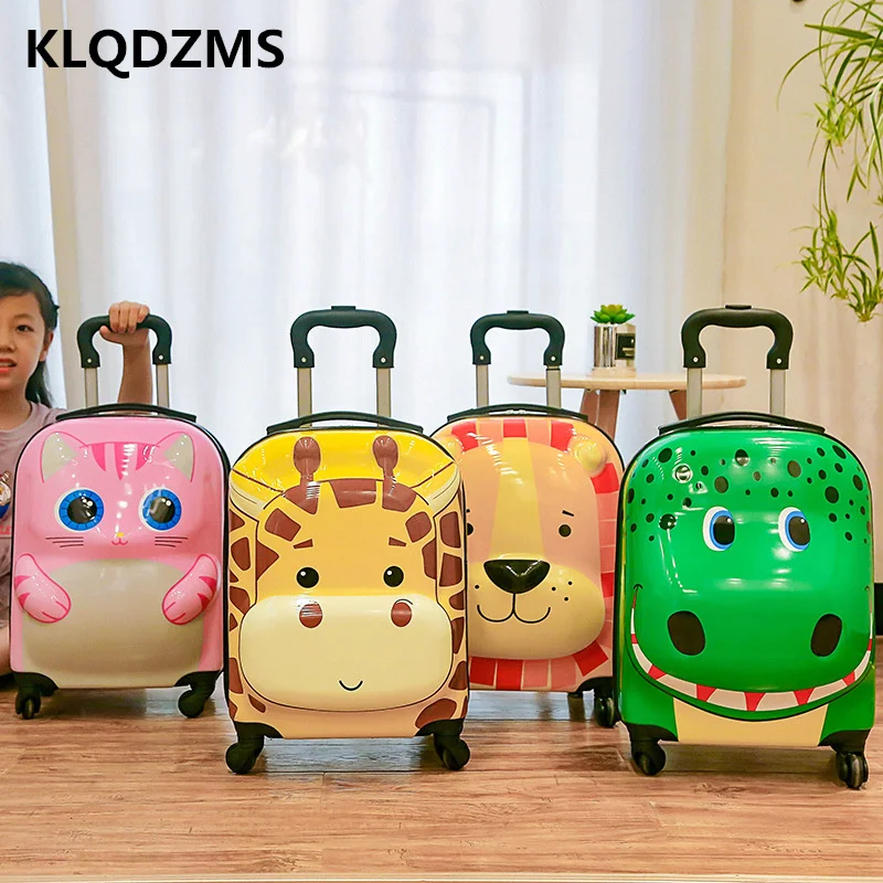 KLQDZMS 18 Inch Cute Carry On Spinner Wheels Luggage Childrens Suitcase Kids Trolley Luggage Bag Eco-Friendly Trolley Case