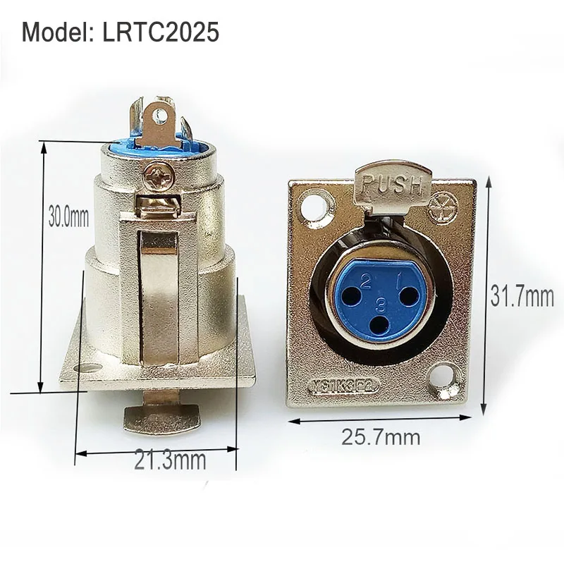 

100pcs/lot 3 PIN XLR Female Chassis Push-type Female XLR Rectangle Panel Mount XLR Plug Jack Socket Connector Wholesales