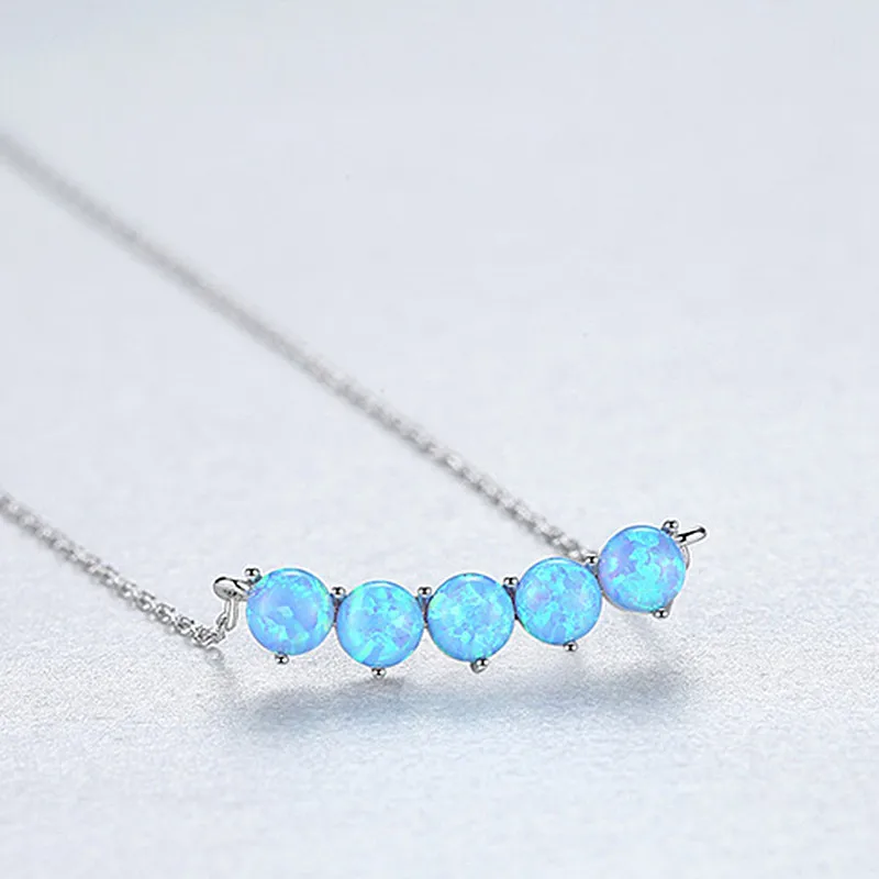 Blue Opal Модное женское ожерелье, серебро 925, опал, ожерелье 4 мм, опалы, Стерлинговое Серебро, сексапильное кружево, хорошее украшение, свадебный подарок - Цвет камня: Blue Opal