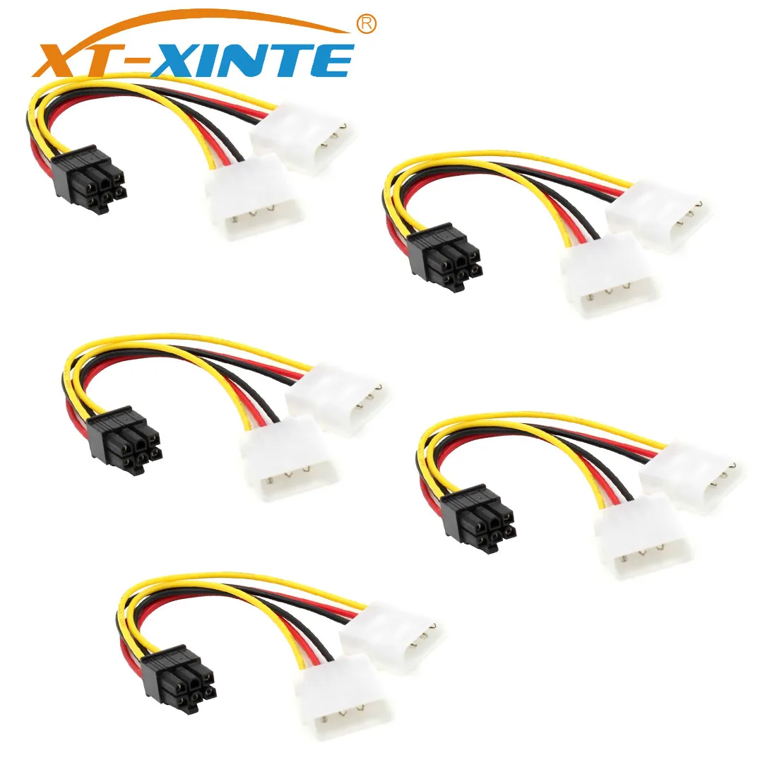 

XT-XINTE 18cm ATX IDE for Molex Power Dual 4 To 6-Pin PCI Express PCIe Y Molex IDE Power Cable Adapter Connector for video card