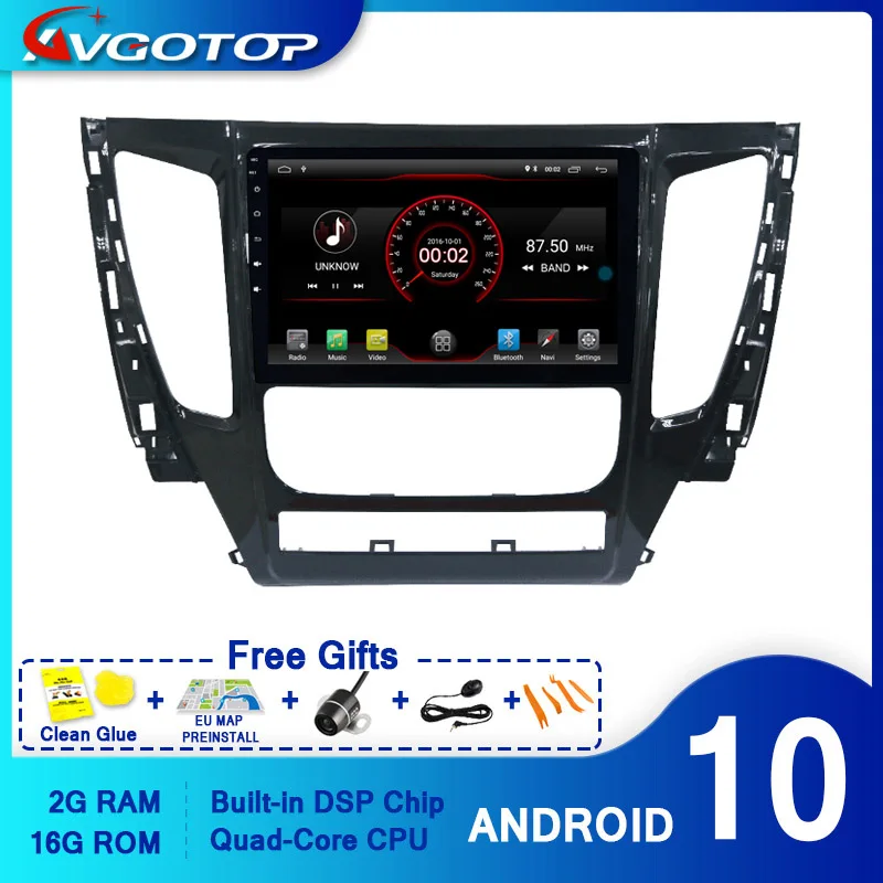 Автомобильный DVD плеер AVGOTOP с GPS Android 10 для MITSUBISHI PAJERO 2017 навигация мультимедийный