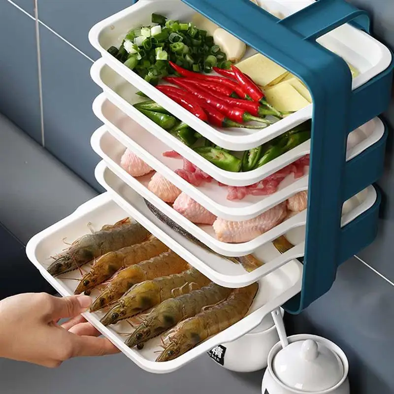 

Household Wall-mounted Racks New Kitchen Side Dishes Hot Pot Dishes Multi-layer Superimposed Vegetable Drain Dishes