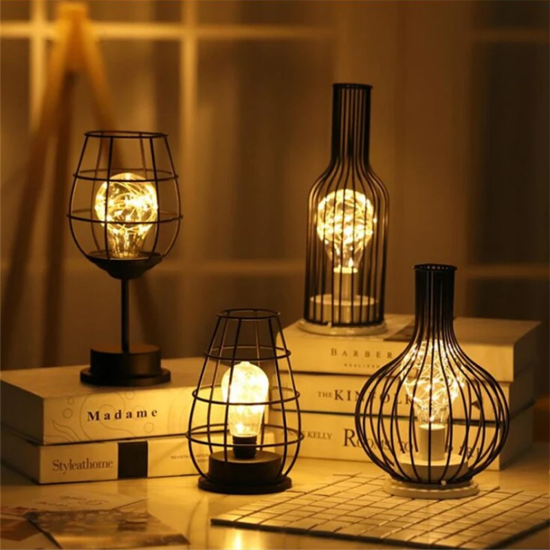 Креативный светодиодный светильник в стиле ретро железный стол винная бутылка