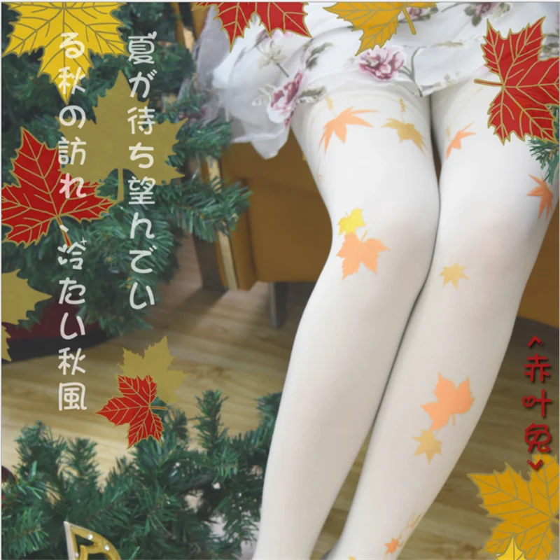 Осенняя коллекция аниме Кленовый лист Чулки с кроликом колготки для косплея
