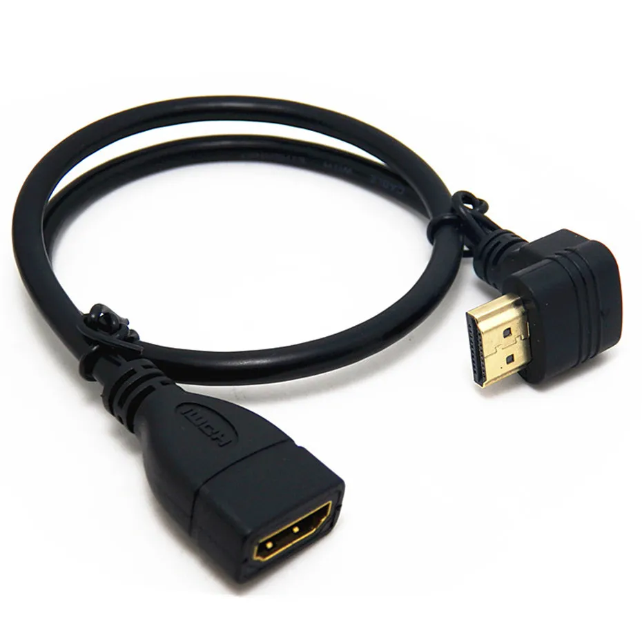 Кабель HDMI 90 градусов прямоугольный HDMI Мужской к HDMI Женский Кабель адаптер Разъем черный для DVD ТВ проектор 0,15 м 0,5 м