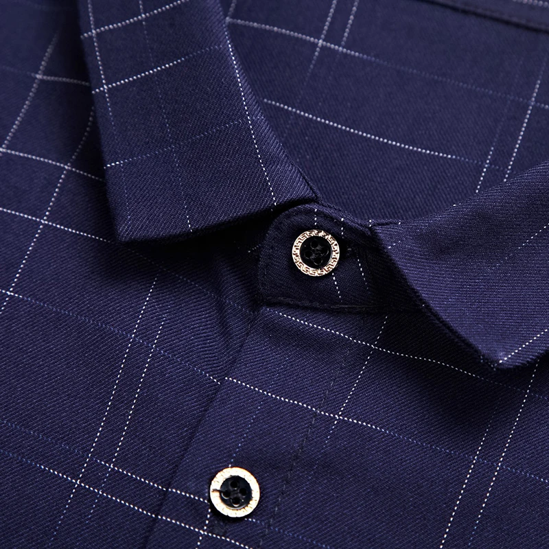 

2021 Brand Long Sleeve Men Social Shirt Spring Streetwear Casual Plaid Shirts Dress Mens Slim Regular Fit Clothes Fashions 0059