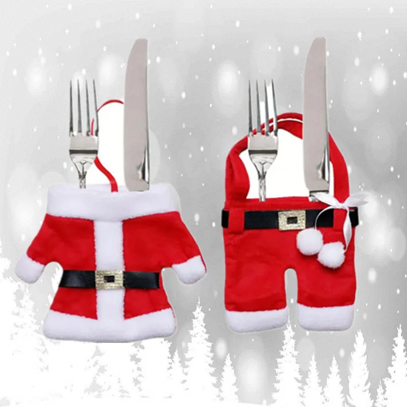 1 пара рождественские столовые приборы сумка для столовых приборов карман вилка