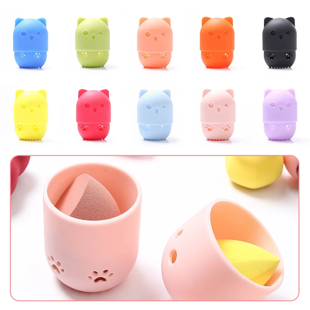 Цветной котенок силиконовая пудра пуховка держатель для сушки переносная яичная