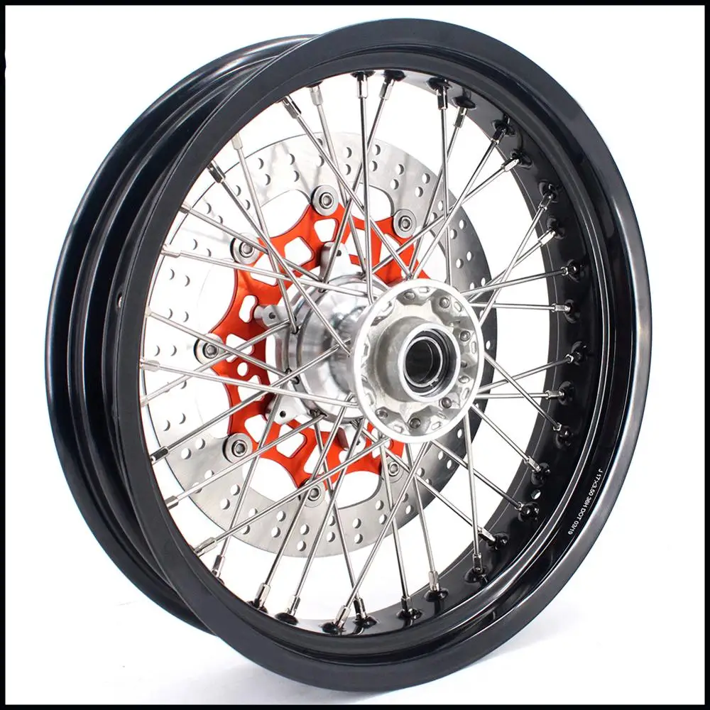 3 5/5 0 17IN. Литье супермото колеса Набор для KTM EXC EXCF EXCW XCW XCF SX SXF 125-530 2003-2020 черные диски