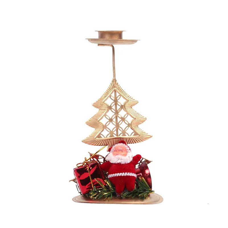 2022 Christmas Candle Holder Santa Claus elk Star Candlestick New Year Table Ornaments Xmas Gift Merry Decor For home | Дом и сад