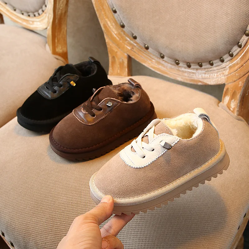 Зимние ботинки принцессы 2019 обувь из натуральной кожи и плюша для маленьких