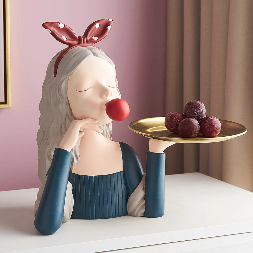 

Nordic Home Decoration Elegant Bubble Girl Model Sculpture Statue Living Room Desktop Creative Gift Tray Decoration