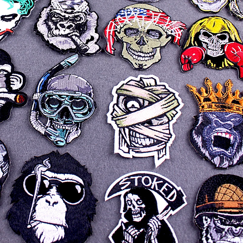 

Stalker/Skull Patch Sticker Iron On Patches On Clothes Diy Punk Joker Patch Appliques On Clothes Embroidery Patches For Clothing
