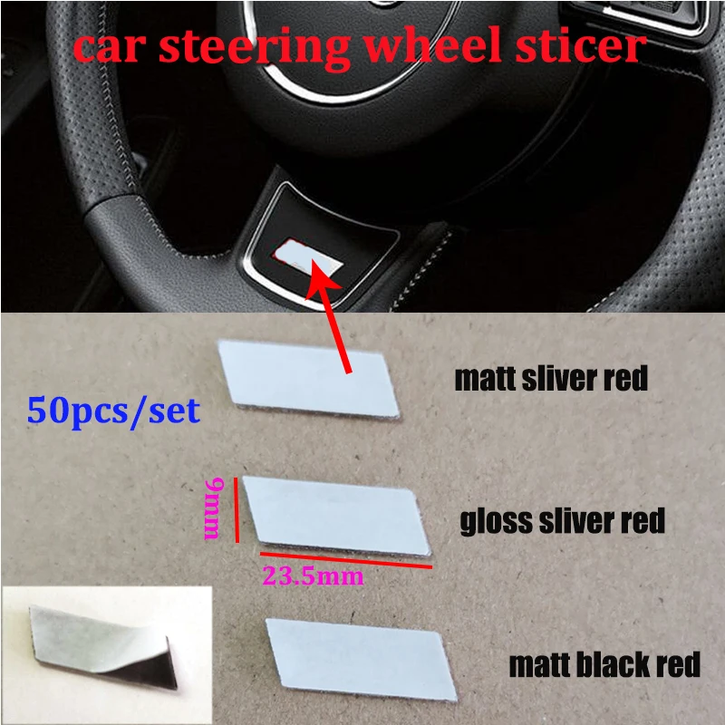 

50pcs/set Car Steering Wheel Chrome Aluminium Alloy 3D Emblems Badge Sticker Decals