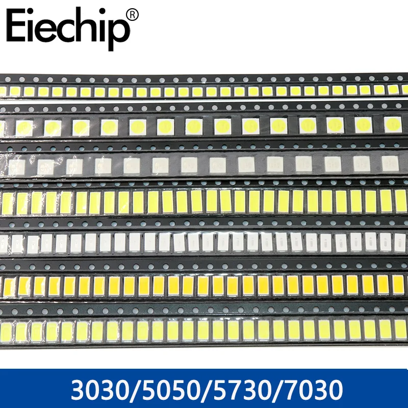100pcs/lot LED diodes Assorted kit 0603 0805 1206 1210 3528 5050 5730 SMD LED Red Yellow Green White Blue light emitting diode