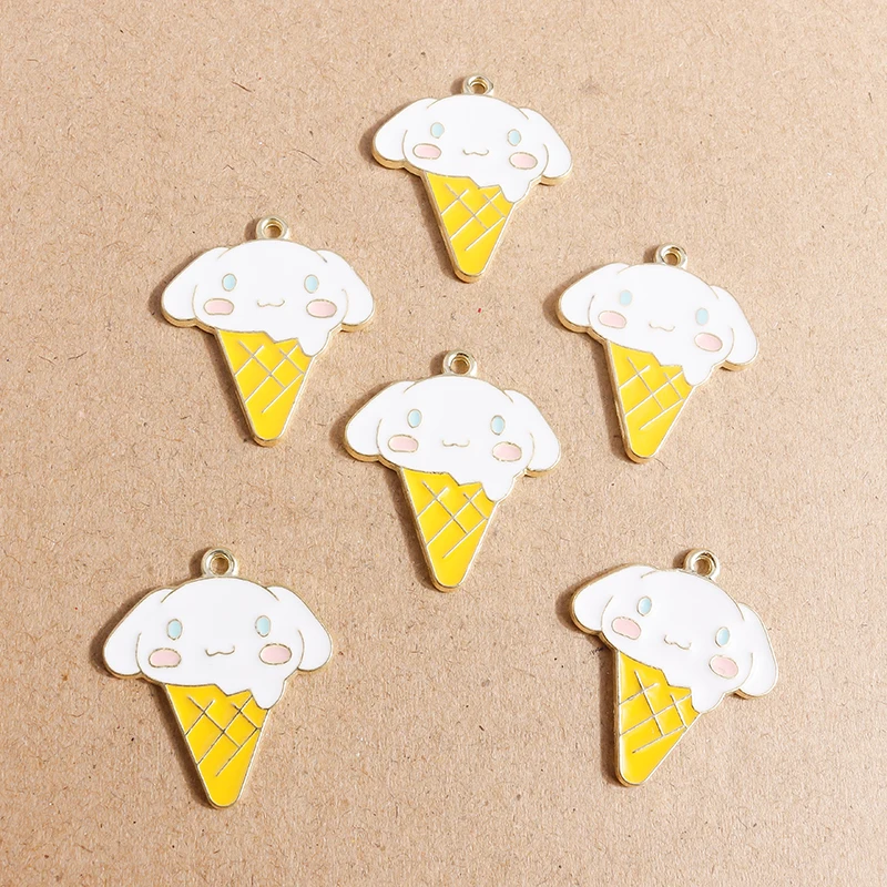 

10pcs 25*28mm Animal Charms Cartoon Rabbit Ice Cream Charms Pendants for Necklaces Drop Earrings Bracelets DIY Jewelry Making