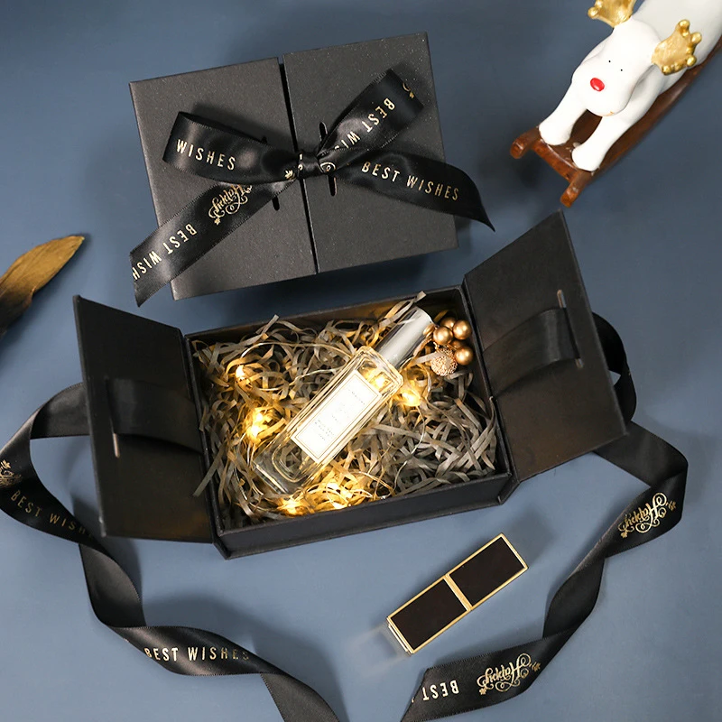 

Men Shaver Perfume Lipstick Purse Mystery Box Double Door Ribbon Bow Box Jewelry Box Mother Girl Woomen Boy Birthday Gift Box
