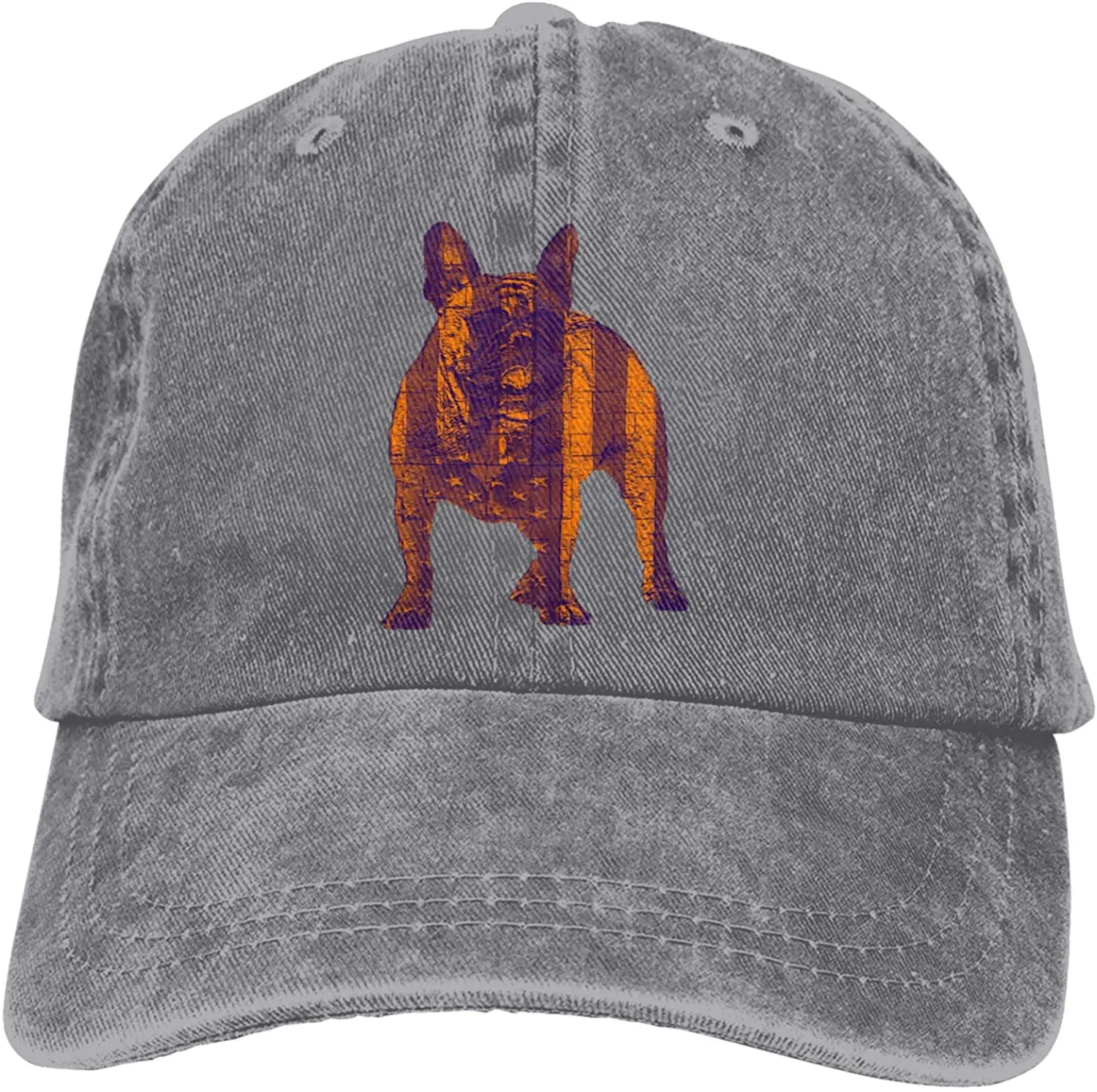 

Retro English Bulldog Sports Denim Cap Adjustable Unisex Plain Baseball Cowboy Snapback Hat