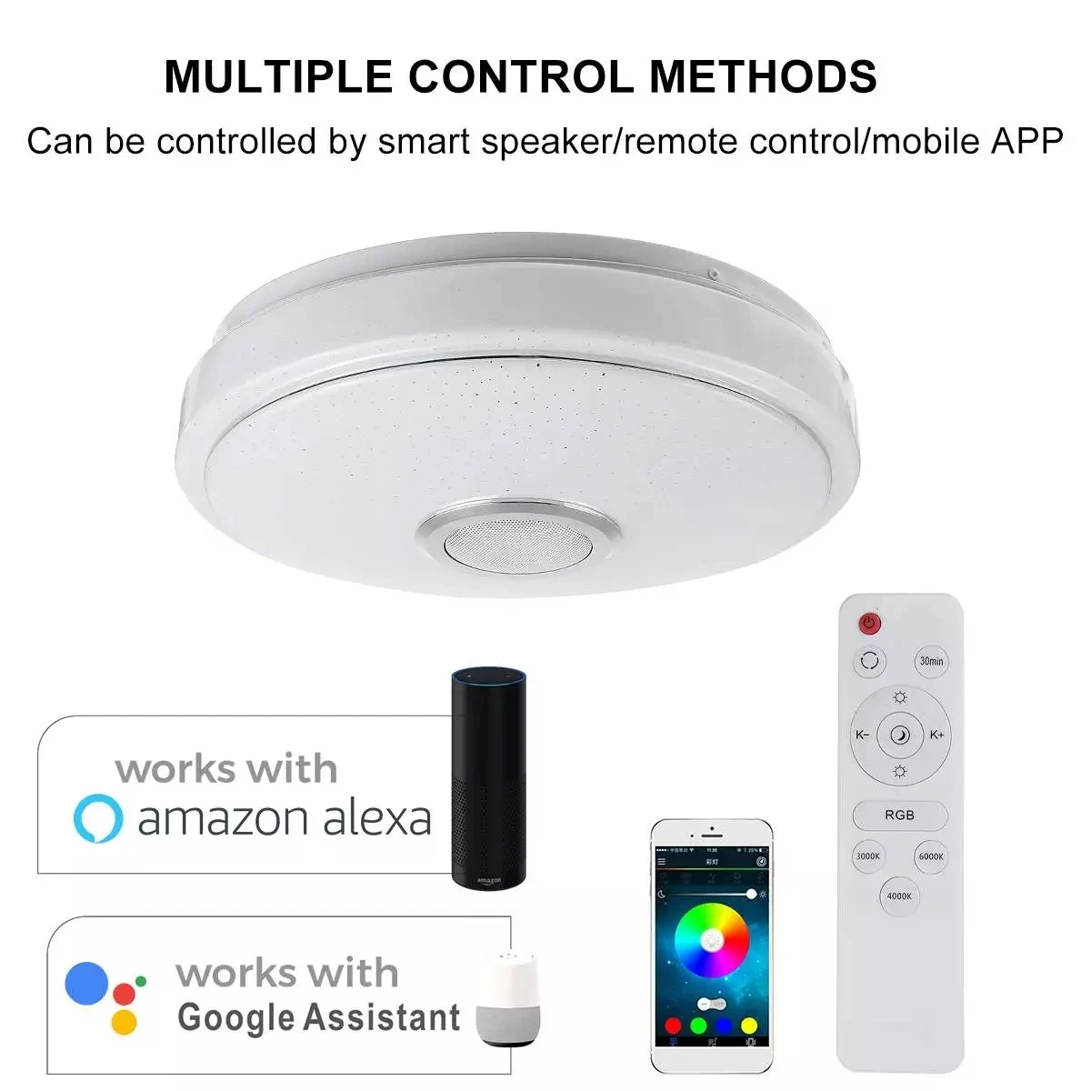 

Modern WiFi RGB LED Ceiling Lights 200W APP Bluetooth Music Light Home Smart Lighting Remote Control Bedroom Lamp